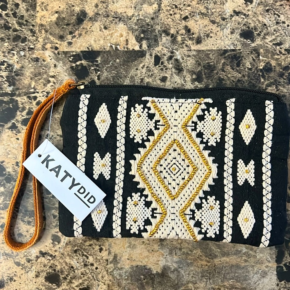 Katy Did Cosmetic purse, with Strap 8x5 Gold beads